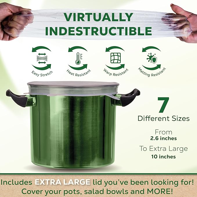 unwasted Reusable Silicone Lids (Variety Pack) – Upgrade Your Kitchen Gadgets with Our Covers for Food Storage – Reusable Silicone Stretch Lids and Food Covers for Containers (Pack of 7)