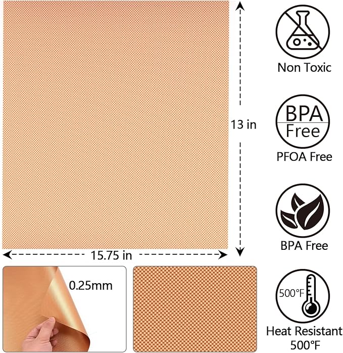 Copper Grill Mats for Ourdoor Grill Set of 6,Heavy Duty Non-Stick BBQ Grill Mats,Reusable & Easy to Clean for Gas,Charcoal & Electric Grills-15.75 x 13 Inch
