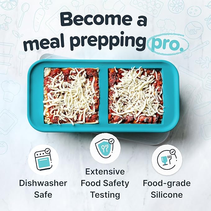 Souper Cubes 2 Cup Silicone Freezer Molds with Lids – Soup Cubes for Freezing Lasagna, Leftovers, Soups, Sauces, Casseroles, Meal Prep Meals and More – Aqua 2-Pack