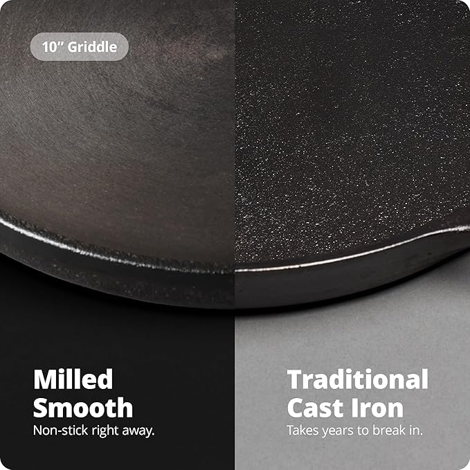 Greater Goods Cast Iron Griddle with Organically Pre-Seasoned Surface, 10-inch Stove Top Griddle Pan