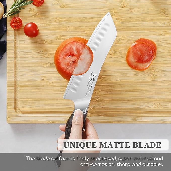 SHANGDAO 7 Inch Japanese Santoku Chef Knife, VG10 Stainless Steel Kitchen Cooking Knife with Pakkawood Handle Gift Box