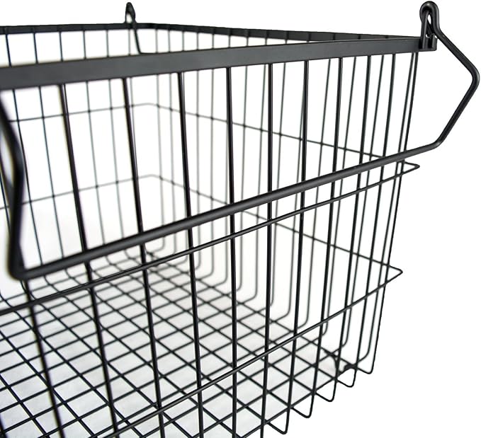 DII Metal Wire Mesh Stackable Utility Storage Bin, Large Rectangle, 13x10x11", Black
