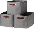 HNZIGE Storage Basket Bins(3 Pack) Large Collapsible Storage baskets for organizing Shelf Closet Bedroom, Perfect Storage Box with Handles for Closet, Clothes, Toy, Home?Gray, 15" x 11" x 9.5"?