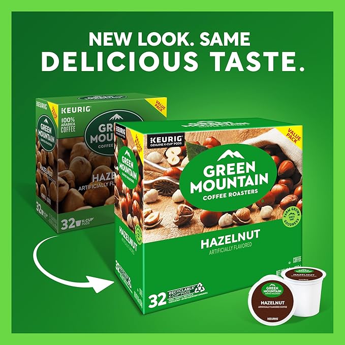 Green Mountain Coffee Roasters Hazelnut Keurig Single-Serve K-Cup Pods, Light Roast Coffee, 32 Count