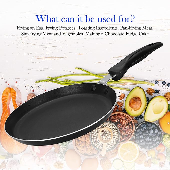 Alpine Cuisine Griddle Pan Aluminum 12-Inch Nonstick Coating, Griddle Pan for Stove Top with Stay Cool Handle, Durable Nonstick Cookware - Dishwasher Safe - Gray