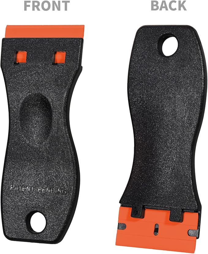 EHDIS 1.5" Plastic Razor Scraper Tool with 10pcs Double Edged Blades for Adhesive Remover,Removing Labels Stickers Decals Taping on Glass Windows(True Black)