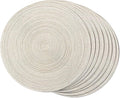 FunWheat Round Braided Placemats Set of 8 Place mats for Dining Tables Woven Heat Resistant Table Mats 15 inch (E Beige, 8pcs)