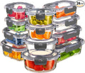 FineDine 24 Piece Premium Borosilicate Glass Meal Prep Containers Glass - Airtight Food Storage Containers with Lids, Hinged Locking Lid, BPA Free, For Meal Prep/Freezer/Oven