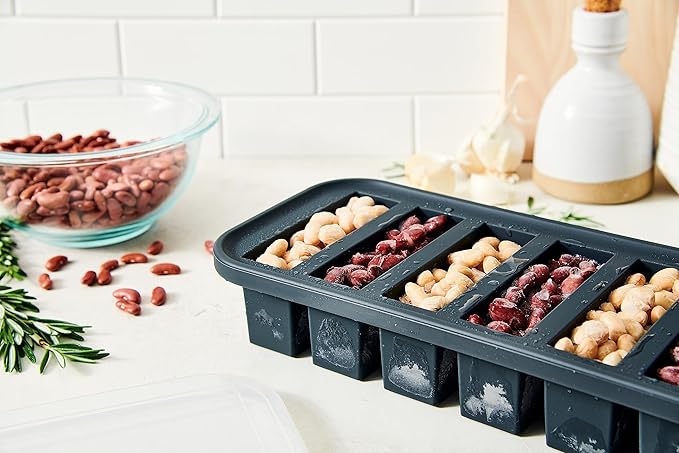 Souper Cubes 1/2 Cup Silicone Freezer Molds, Perfect for Storing Soups, Sauces, Juices, Desserts, Smoothie Prep and More, Freezer Portion Molds for Meal Prepping - Charcoal - 2-Pack