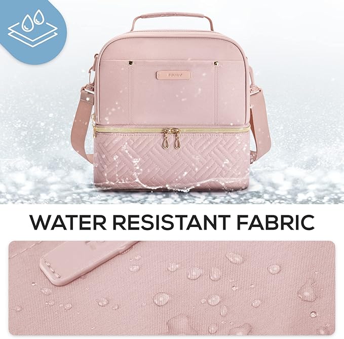 TOURIT Lunch Bag Women Double Deck Lunch Box Insulated Lunch Cooler for Women Men Work, Camel