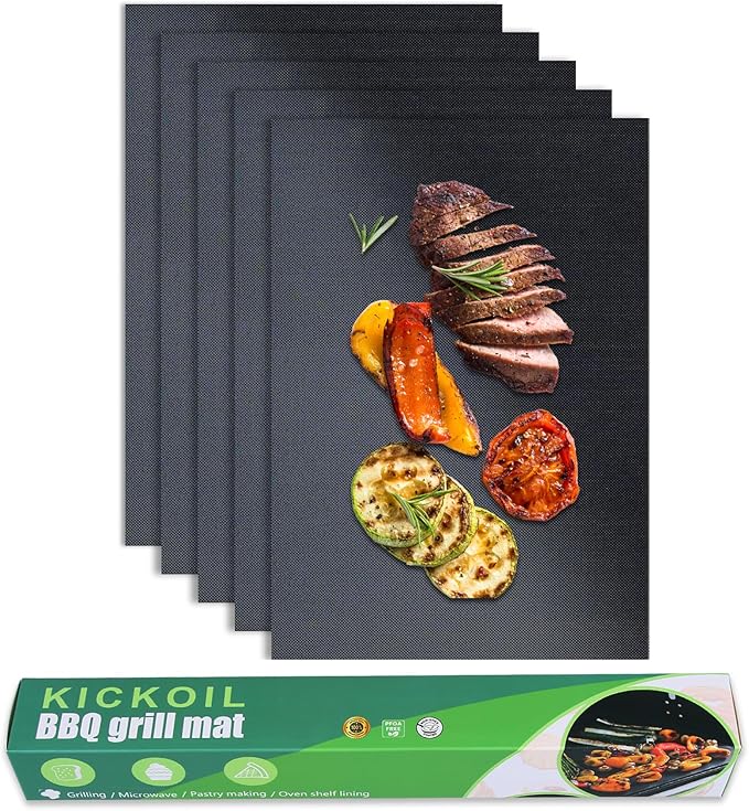 Grill Mats for Outdoor Grill Set of 5 Black BBQ Grill Tools BBQ Accessories Non-Stick Heavy Duty Grilling Mats Teflon Grill Sheets for Charcoal Grill Gas Electric Smokers Barbecue Camping RV Griller