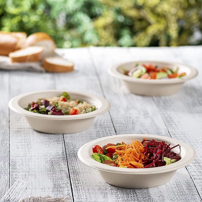 GUSTO [16 oz - 125 Count Heavy-Duty 100% Compostable Kraft Paper Soup Bowls – Eco-Friendly Disposable Sugarcane (Formerly Comfy Package)