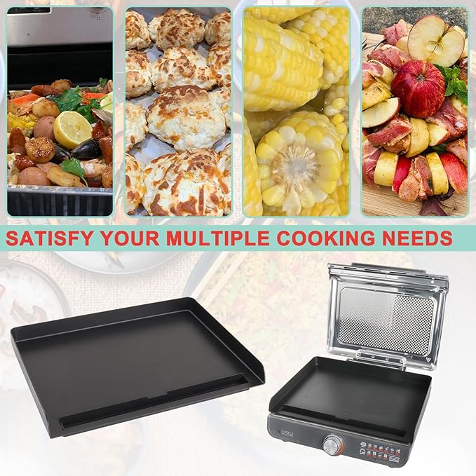 GR101 Griddle Pan for Ninja Sizzle Smokeless Indoor Grills & Griddles, Flat Top Grill Plate Replacement Parts for Ninja GR100 Series Cooking Electric Accessories, Non-Stick GR101 Grill Plate 14.5 Inch