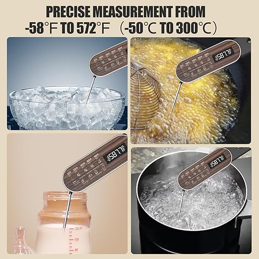 Smart Meat Thermometer Digital with Ultra-Fast 0.5 Sec Instant Read, NIST Certified ±0.5°F Accuracy, Auto-Rotating Backlight Display, IP67 Waterproof, Oven Safe for Grill, BBQ, Smoker, Candy
