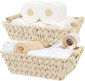 GRANNY SAYS 2-Pack Wicker Storage Baskets, Storage Baskets for Shelves, Trapezoid Wicker Baskets with Handles, Waterproof Woven Baskets for Organizing, Butter Milk