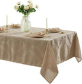 Newbridge Barcelona Luxury Damask Fabric Tablecloth, 70” Extra Wide x 108” Rectangle, Golden Beige, 100% Polyester, No Iron, Soil Resistant Dining Room, Party and Banquet Table Cover