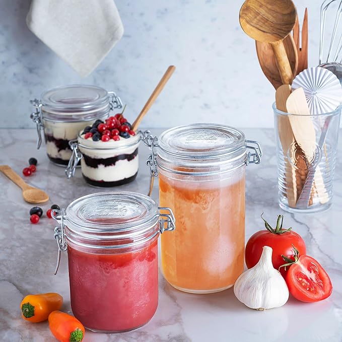 Bormioli Rocco Fido Cylinder Airtight Glass Canister (25.25 oz, 33.75 oz, 46 oz), BPA-Free Ingredient Storage Jar - Ideal for Fermentation, Pantry Organization Essentials, Canning - Dishwasher Safe