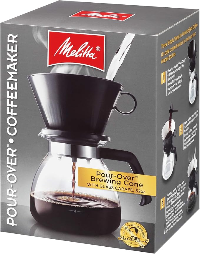 Melitta 52 oz. Pour-Over Coffee Brewer with Glass Carafe, Black