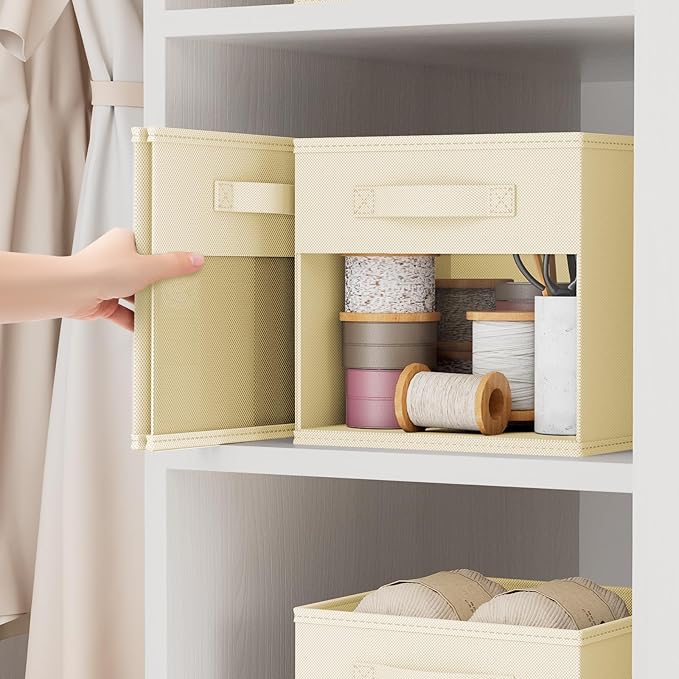 DIMJ Storage Cubes, Cube Storage Bin, 10 Pack Foldable Storage Cubes with Window, Closet Storage Bins with Handle, 11x 11 inch Storage Box for Clothes, Toys, Books