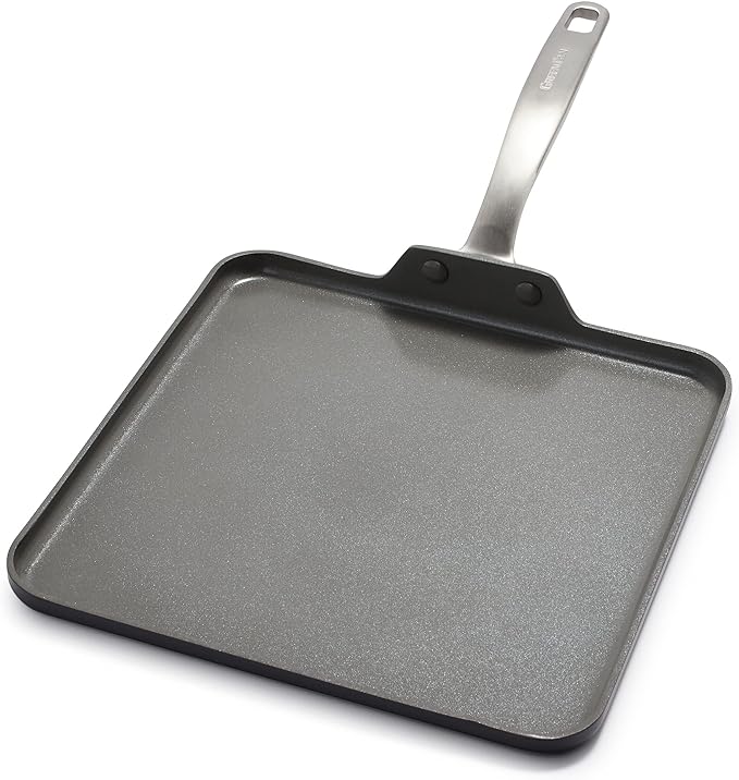GreenPan Chatham Hard Anodized Healthy Ceramic Nonstick, 11" Griddle Pan, PFAS-Free, Dishwasher Safe, Oven Safe, Gray