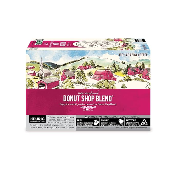 New England Coffee Donut Shop Blend Light Roast Single Serve Pods, 10ct Box (Pack of 1)