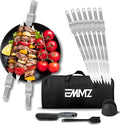 Grilling Skewer–16.5"flat metal skewers with removable Slider (set of 10) Storage Bag stainless steel skewers for BBQ-kebab koobideh-Skewers for kabab Barbecue meat vegetable-Grill sticks for camping