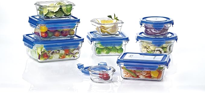 GlassLock 18 Piece Oven Safe Assortment Set, Blue