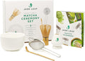 Jade Leaf Matcha - Complete Matcha Whisk Set - Ceremonial Gift Set Includes: Bamboo Matcha Whisk & Scoop, Stainless Steel Sifter, Stoneware Bowl & Whisk Holder, and Prep Guide