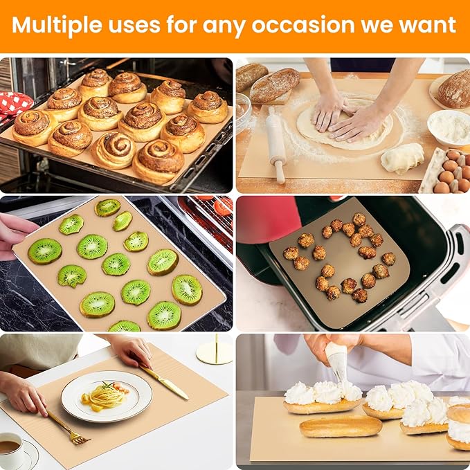 Silicone Baking Mat Roll, Sub Roll Mats,Non-slip Silicone Pastry Mat, Silicone Mat for Kitchen Counter, Non-Stick Reusable Air Fryer Linner, Oven Mat Oven Liner, Freeze Dryer Mat