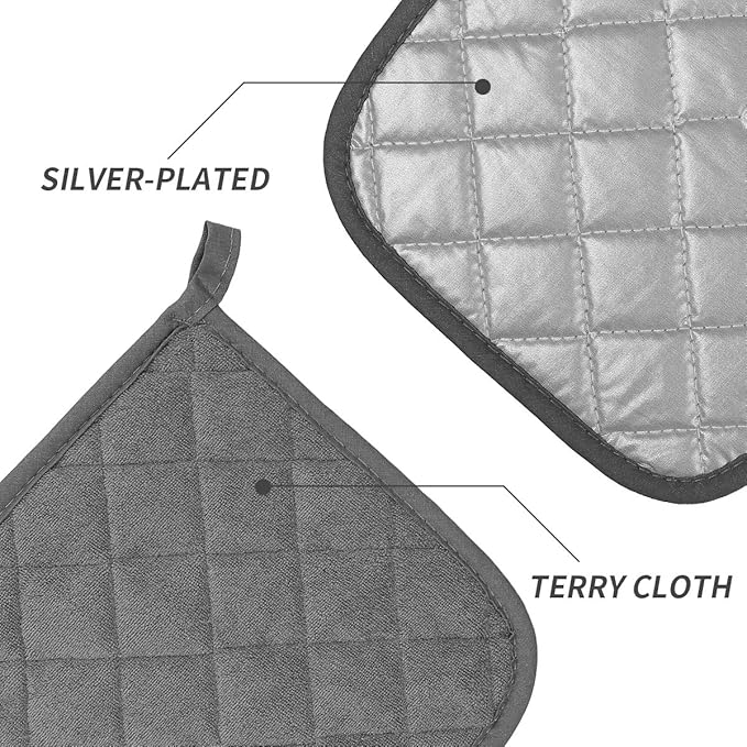 Pot Holders Cotton Made Machine Washable Heat Resistant Potholder, Pot Holder, Hot Pads, Trivet for Cooking and Baking (5, Dark Grey)
