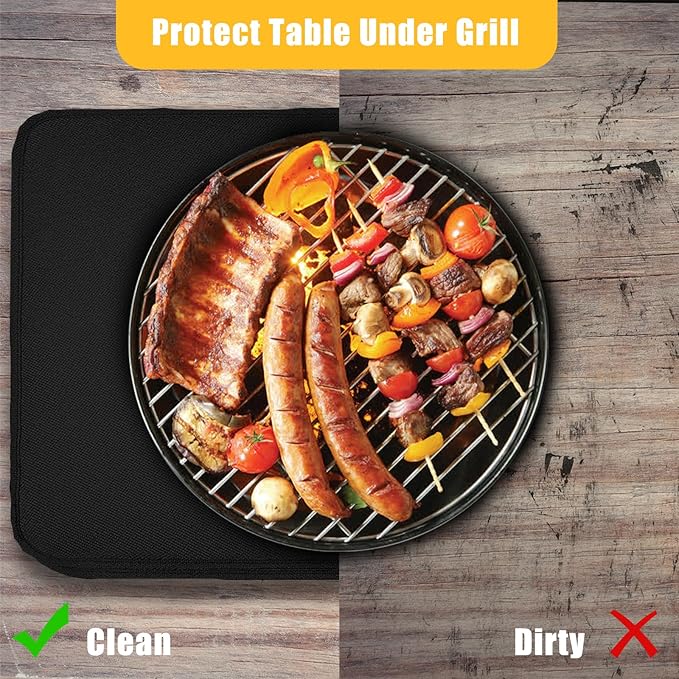 24" x 31" Rectangular Grill Mat, Fire Pit Mat Fireproof Under Grill Mat Oil-Proof Waterproof BBQ Pad for Outdoor Grill Accessories, Heat Resistant Protective Deck and Patio Mat Fire Resistant Pad