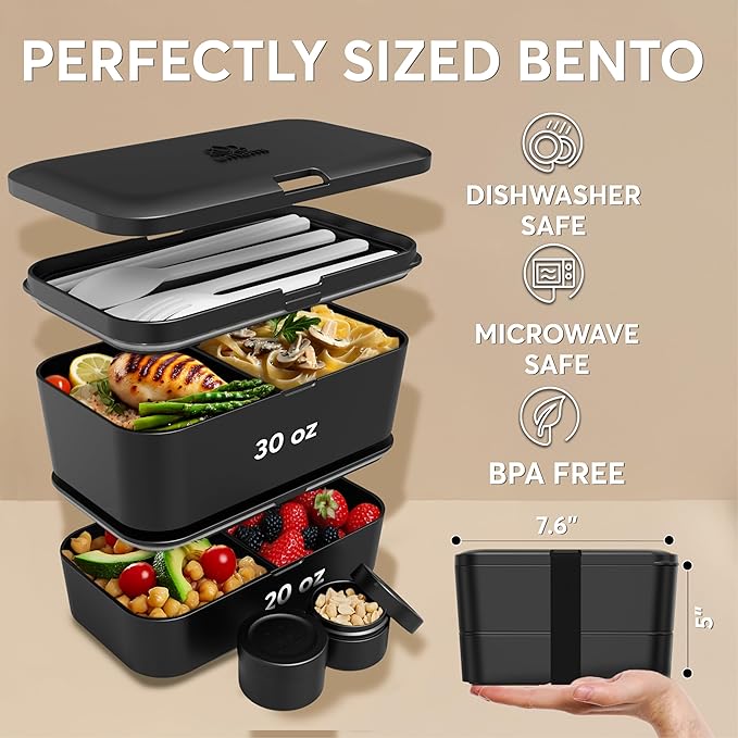 Umami All-in-One Bento Box – Stylish, Spacious & Built for Real Meals – Includes Full Cutlery Set, 2 Sauce Jars, A Nestable Design – Leakproof & Built to Last