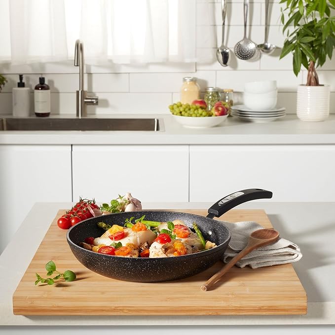 Starfrit The Rock 20cm (8") Non-Stick Fry Pan - Durable Forged Aluminum - Oven Safe - PFOA Free - Easy to Clean - Black