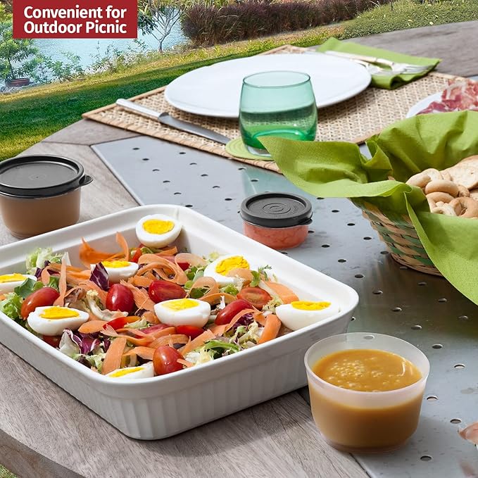 Reusable Airtight Containers 3 oz 8 Pack for Snacks, Baby/Toddler Puree, Condiments, Picnics, Food Prep, Lunch - Plastic Storage Containers, Dishwasher, Microwave, Freezer Safe, BPA Free