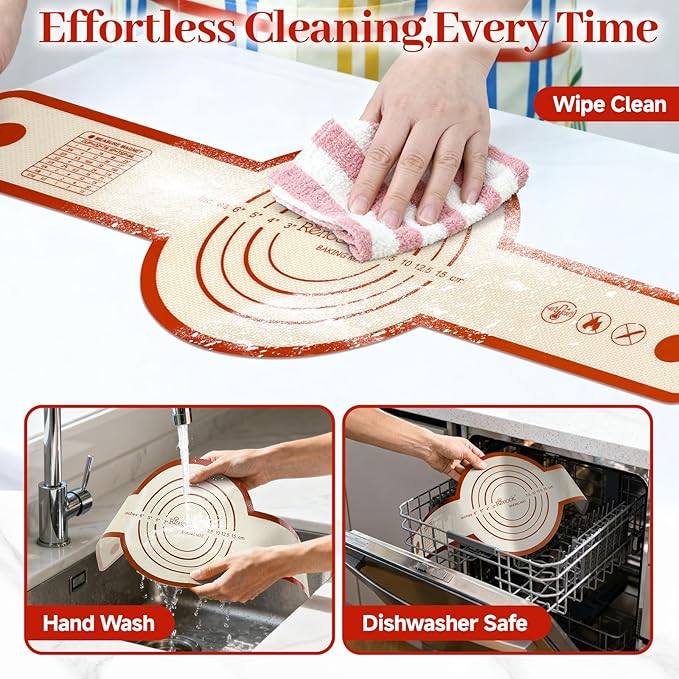 Silicone Baking Mats Set of 6, Silicone Bread Sling for Dutch Oven, Non-Stick Reusable Baking Mat, Slip Oven Liner Sheet, Round & Rectangle Baking Mat for Macaron, Pastry, Cookie, Sourdough Bread