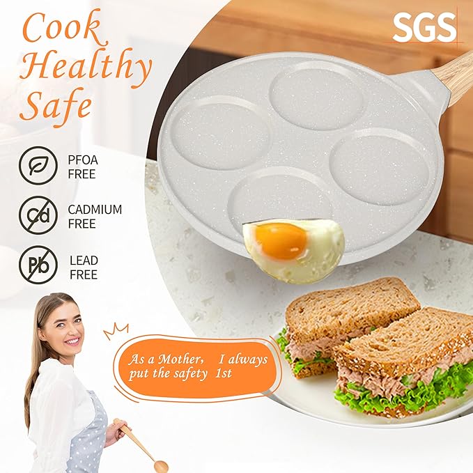 pancake pan Suitable for All Cooktops 4 Cups Pancake Maker Nonstick Pancake Griddle With PFOA Free Coating 10.5 Inch Mini Pancake Pan