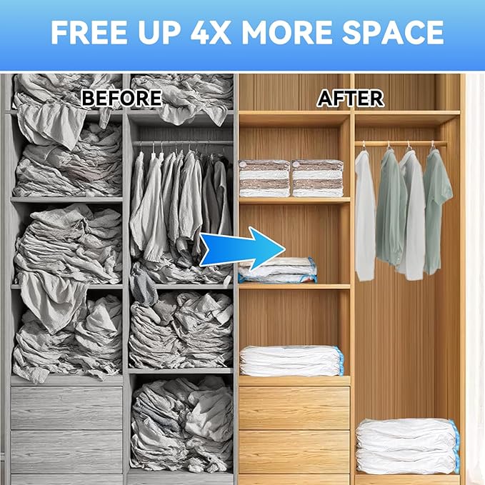 30 Pack Vacuum Storage Bags with Electric Pump, Space Saver Vacuum Storage Bags (5 Jumbo/5 Large/5 Medium/5 Small+10 Roll Up) for Clothes, Travel, Comforters, Blankets, Bedding