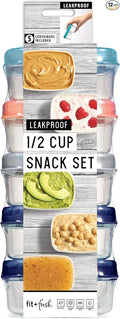 Fit & Fresh Small Plastic Containers With Lids 4 oz, Snack Containers for Adults and Kids, Reusable Leakproof Dressing and Condiment, Multicolor, Light (Pack of 60)