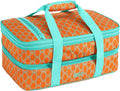MIER Insulated Double Casserole Carrier Thermal Lunch Tote for Potluck Parties, Picnic, Beach, Fits 9 x 13 Inches Casserole Dish, Expandable by Mid Zipper, Orange