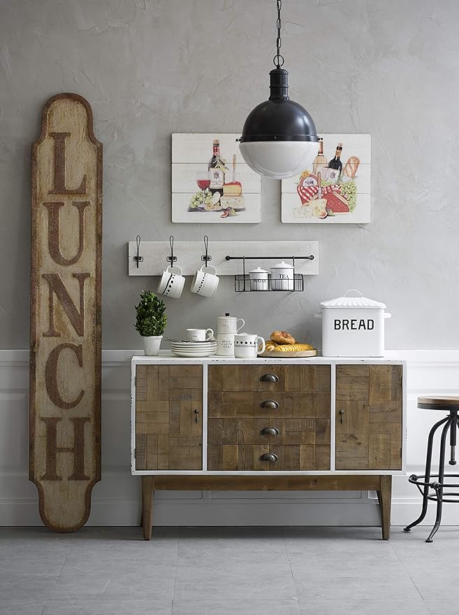 Creative Co-Op Distressed White Bread Box with Lid