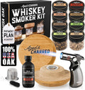 Whiskey Smoker Kit with Torch and Old Fashioned Syrup - 8 Flavors Wood Chips - Bourbon Gifts for Men, Cocktail Smoker kit - USA Oak Smoke Lid (No Butane)