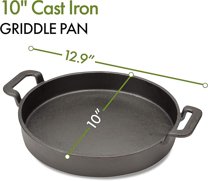 Cuisinart CCP-1000, Pre-Seasoned Cast Iron Griddle Pan, 10"