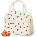 DALINDA Insulated Strawberry Lunch Bag for Women,Cute Corduroy Lunch Tote Bags Lunch Box Water-Resistant Large Capacity Reusable Insulated Cooler for Work Picnic or Travel