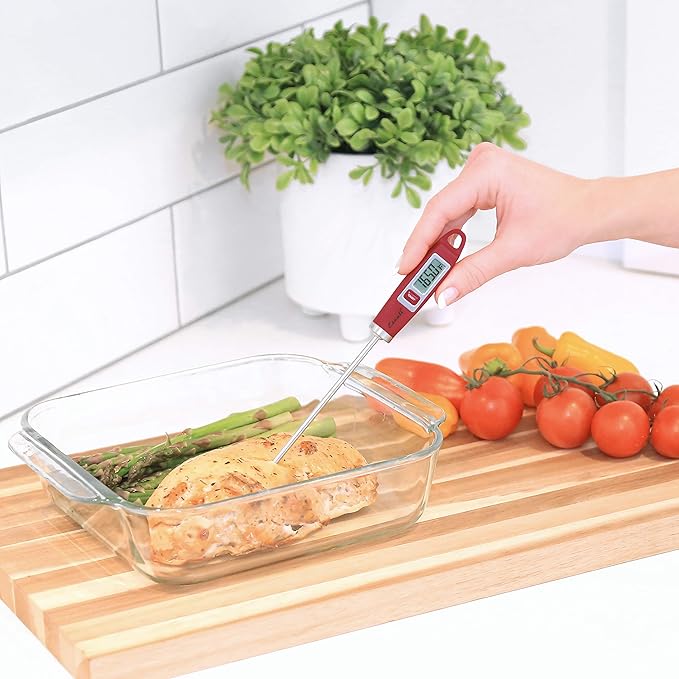Escali DH1 Gourmet Digital Meat Thermometer with Extra Long Probe, NSF Certified, Red
