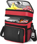 Lunch Box & Lunch Bag for Men Women, Large Insulated Adult Lunch Box, Leakproof Cooler Lunchbox with Bottle Opener for Work Picnic Beach, 16L, Red