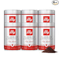 Illy Ground Moka Coffee - Classico Medium Roast - Mild & Balanced - 100% Arabica - Pre-Ground for Moka Pot - Pressurized Packaging Sealed for Freshness - 8.8oz (Pack of 6)