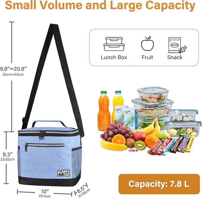 Tirrinia Insulated Lunch Box for Men/Women, Leakproof Lunch Bag for School Work, Enlarge Lunch Tote Kids Boys Girls Back to School, Soft Reusable Cooler Office Picnic Work Beach Camping with Shoulder