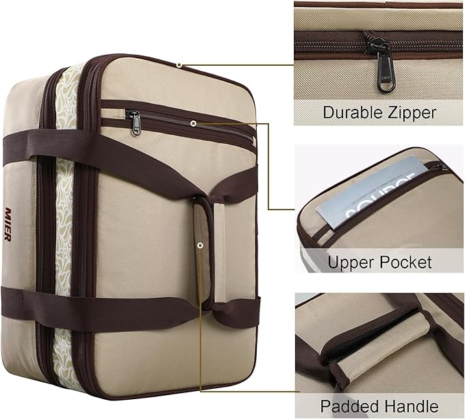 MIER Insulated Double Casserole Carrier Bag Thermal Lunch Tote for Lasagna Lugger, Potluck Parties, Picnic, Beach, Fits 9 x 13 Inches Baking Dish, Casserole Dish, Expandable by Mid Zipper, Khaki