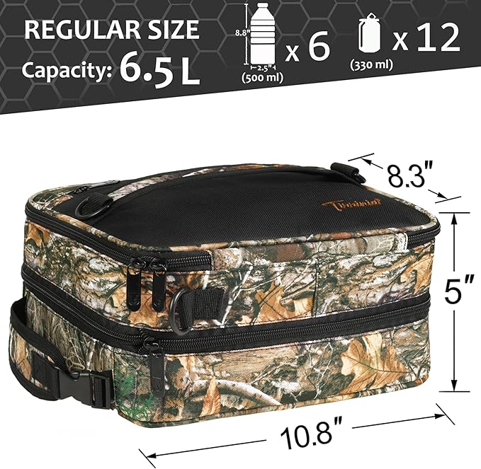 Tirrinia Expandable Insulated Lunch Bag for Men Women – Leakproof Reusable Cooler LunchBox for Kids & Adults, with Shoulder Strap, Perfect for Work, School, Office, Travel,Maple Leaf