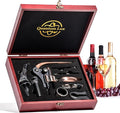 Wine Bottle Opener Set with Accessories Matte Bronze in Wood Box, Aerator, Extra Screws, Foil Cutter, Pourer, Vaccu Stopper, Winged Wine Opener, Rabbit Red Wine Corkscrew Set (Matte Bronze)